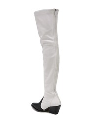 weiße und schwarze Overknee Stiefel aus Leder von Givenchy