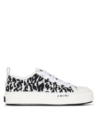 weiße und schwarze Segeltuch niedrige Sneakers mit Leopardenmuster von Amiri
