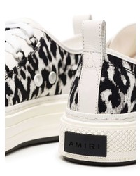 weiße und schwarze Segeltuch niedrige Sneakers mit Leopardenmuster von Amiri