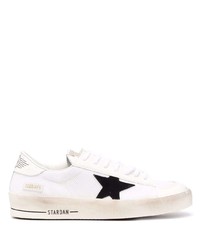 weiße und schwarze Segeltuch niedrige Sneakers mit Sternenmuster von Golden Goose