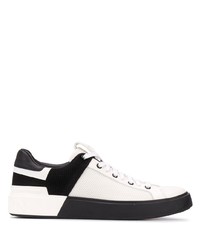 weiße und schwarze Segeltuch niedrige Sneakers von Balmain
