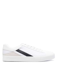 weiße und schwarze Segeltuch niedrige Sneakers von Calvin Klein