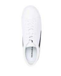weiße und schwarze Segeltuch niedrige Sneakers von Calvin Klein