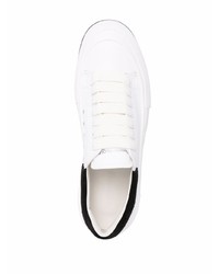 weiße und schwarze Segeltuch niedrige Sneakers von Alexander McQueen