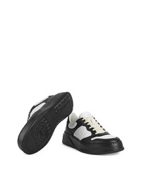 weiße und schwarze Segeltuch niedrige Sneakers von Gucci