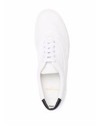 weiße und schwarze Segeltuch niedrige Sneakers von Saint Laurent