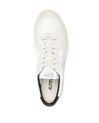 weiße und schwarze Segeltuch niedrige Sneakers von AUTRY
