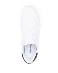 weiße und schwarze Segeltuch niedrige Sneakers von Calvin Klein Jeans