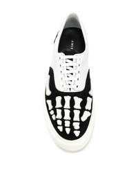 weiße und schwarze Segeltuch niedrige Sneakers von Amiri