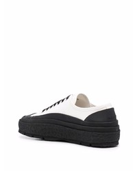 weiße und schwarze Segeltuch niedrige Sneakers von Jil Sander