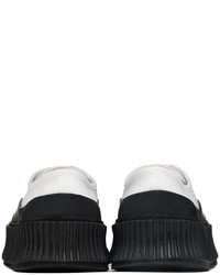 weiße und schwarze Segeltuch niedrige Sneakers von Jil Sander