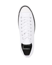 weiße und schwarze Segeltuch niedrige Sneakers von Converse