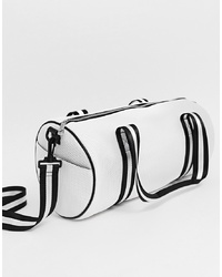 weiße und schwarze Segeltuch Reisetasche von Yoki Fashion
