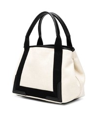 weiße und schwarze Shopper Tasche aus Leder von Balenciaga