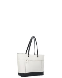 weiße und schwarze Shopper Tasche aus Leder von Fiorelli