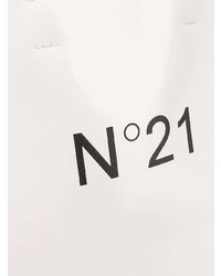 weiße und schwarze Shopper Tasche aus Leder von N°21