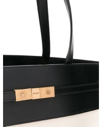 weiße und schwarze Shopper Tasche aus Leder von Saint Laurent