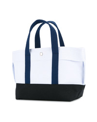 weiße und schwarze Shopper Tasche aus Segeltuch von Cabas