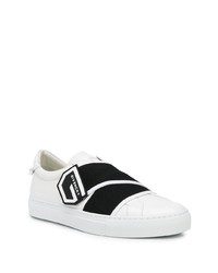 weiße und schwarze Slip-On Sneakers aus Leder von Givenchy