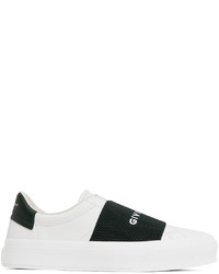 weiße und schwarze Slip-On Sneakers aus Leder von Givenchy
