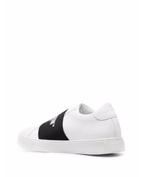 weiße und schwarze Slip-On Sneakers aus Leder von Philipp Plein