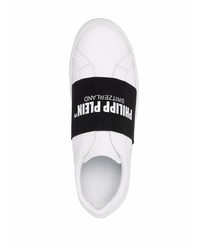 weiße und schwarze Slip-On Sneakers aus Leder von Philipp Plein