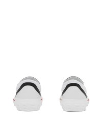weiße und schwarze Slip-On Sneakers aus Leder von Burberry