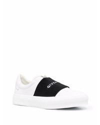 weiße und schwarze Slip-On Sneakers aus Leder von Givenchy