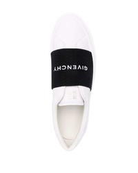 weiße und schwarze Slip-On Sneakers aus Leder von Givenchy