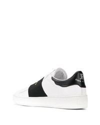 weiße und schwarze Slip-On Sneakers aus Leder von John Richmond