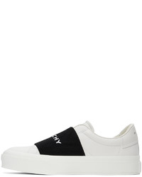 weiße und schwarze Slip-On Sneakers aus Leder von Givenchy