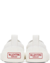 weiße und schwarze Slip-On Sneakers aus Segeltuch von Valentino Garavani