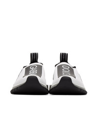 weiße und schwarze Slip-On Sneakers von Dolce And Gabbana