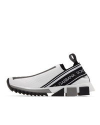 weiße und schwarze Slip-On Sneakers von Dolce And Gabbana