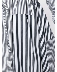 weiße und schwarze vertikal gestreifte Bluse mit Knöpfen von Ports 1961