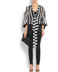 weiße und schwarze vertikal gestreifte Bluse mit Knöpfen von Givenchy