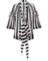 weiße und schwarze vertikal gestreifte Bluse mit Knöpfen von Givenchy