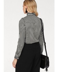 weiße und schwarze vertikal gestreifte Bluse mit Knöpfen von Vero Moda