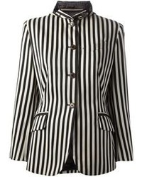 weiße und schwarze vertikal gestreifte Jacke von Jean Paul Gaultier