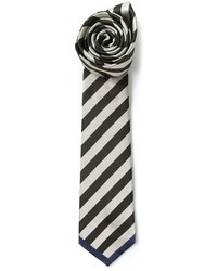weiße und schwarze vertikal gestreifte Krawatte von Valentino