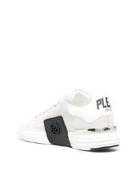 weiße und schwarze Wildleder niedrige Sneakers von Philipp Plein