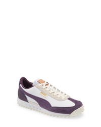 weiße und violette niedrige Sneakers