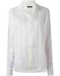 weiße vertikal gestreifte Bluse mit Knöpfen