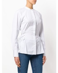 weiße vertikal gestreifte Bluse mit Knöpfen von Theory