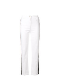 weiße vertikal gestreifte Jeans