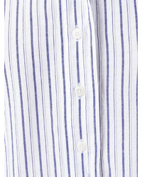 weiße vertikal gestreifte Leinen Bluse von Margaret Howell