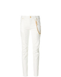 weiße verzierte enge Jeans