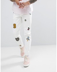 weiße verzierte enge Jeans von ASOS DESIGN