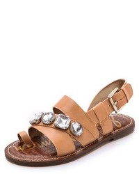 weiße verzierte flache Sandalen aus Leder von Sam Edelman