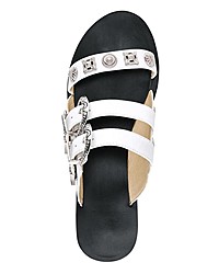 weiße verzierte flache Sandalen aus Leder von Heine